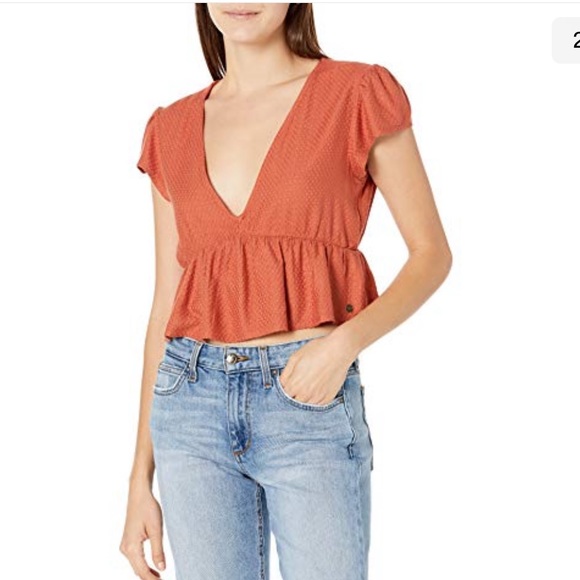 Roxy rust color deep V cropped top - Picture 1 of 13